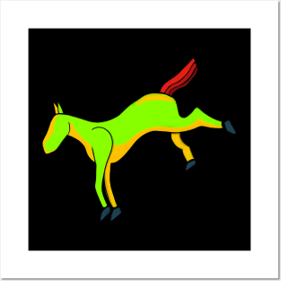 Greenish horse with shades of red on the tail Posters and Art